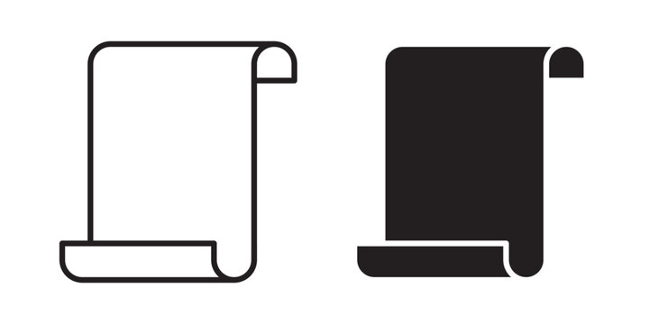 Scroll icon flat outline in black