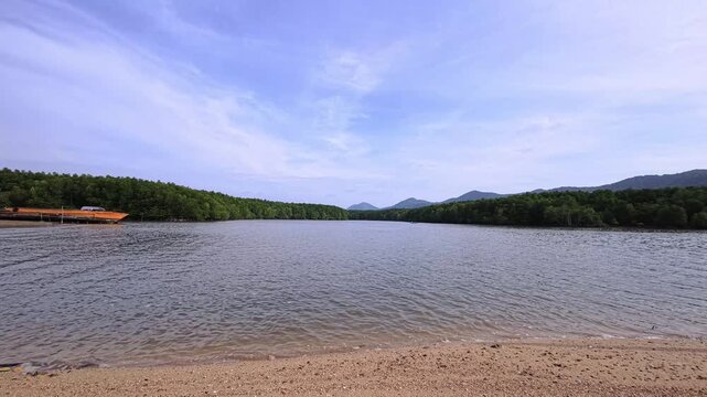 Bay on a tropical island in Thailand with jungle and mangroves on Koh Jum