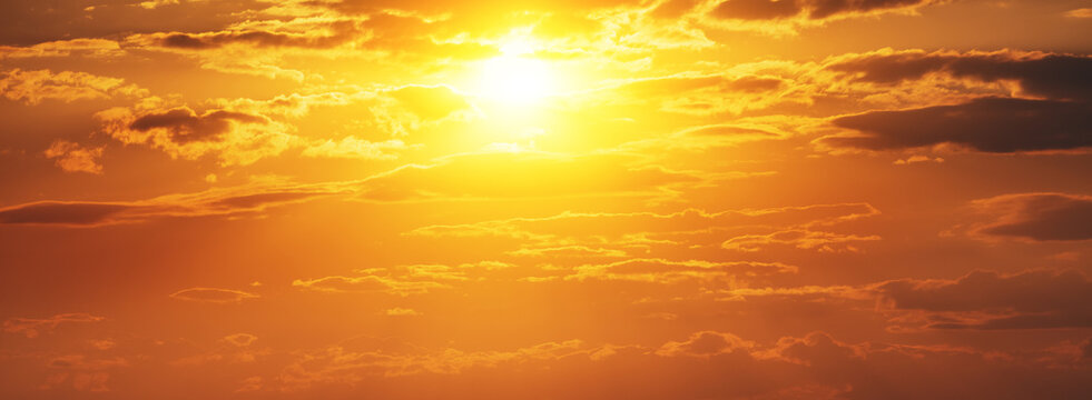 Beautiful orange flaming sky at sunset