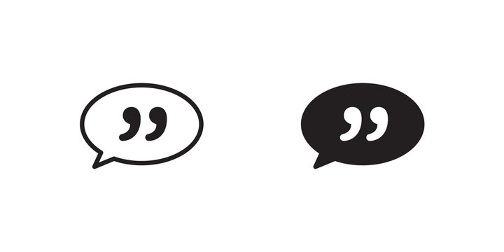 Comment quote icon flat outline in black