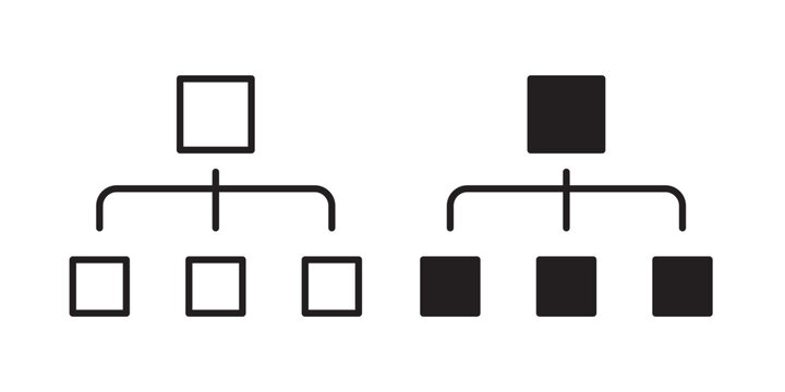 Chart tree icon flat outline in black