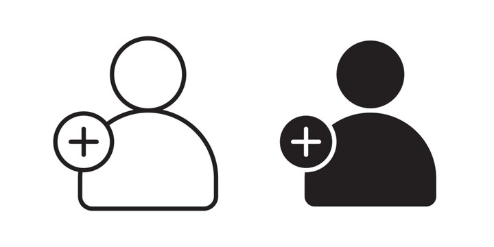 User add icon flat outline in black