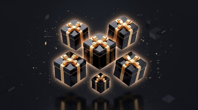 Luxury Black and Gold Gift Boxes with Elegant Ribbons
