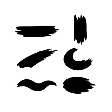 Creative Paint Swipe Solid Black Silhouette Vector Icons Set