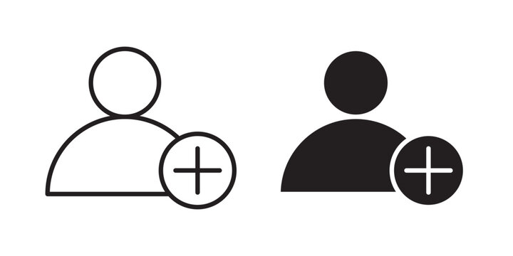 User add icon flat outline in black