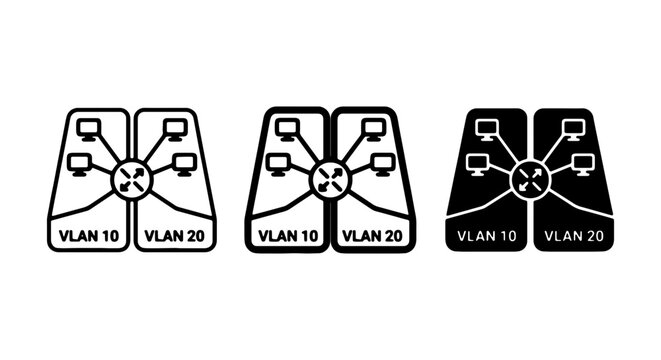 Network VLAN Icons, Computer Network Diagram Symbols, Technology Connectivity Icons
