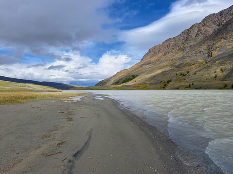 Photo of Altai Lake Akkul and river Akkol.