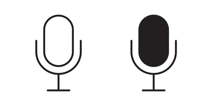 Microphone icon flat outline in black