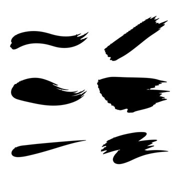 Abstract Paint Stroke Solid Silhouette Vector Icon Collection