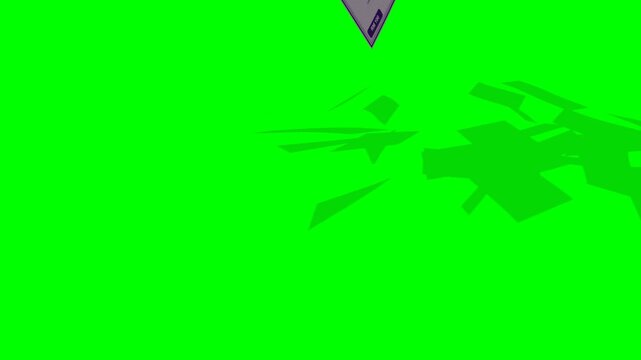 A 3D greenscreen animation of a stylized Malaysia Malaysian Ringgit money stack completely breaking apart into flying banknotes. The MYR notes rise through the air before falling like money rain, coll