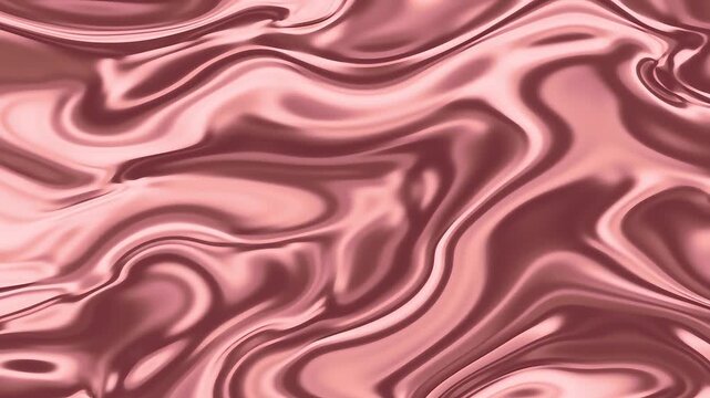 Abstract rose gold liquid metal surface with flowing waves and soft light