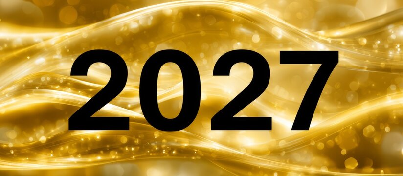 Year 2027 concept displaying golden bokeh background, banner