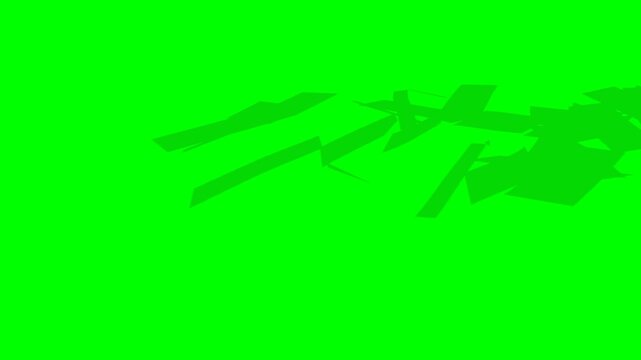 A 3D greenscreen animation of a stylized Czech Republic Czech Koruna money stack completely breaking apart into flying banknotes. The CZK notes rise through the air before falling like money rain, col