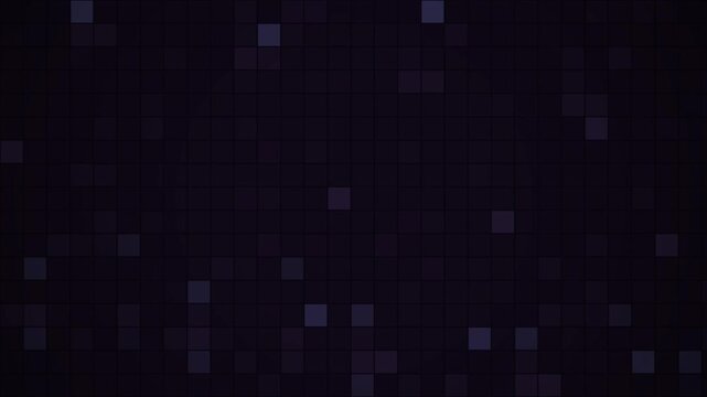 Dark digital pixel grid background displays subtle blue glowing squares scattered across a textured dark surface creating a minimalist cyberpunk aesthetic with soft ambient lighting.