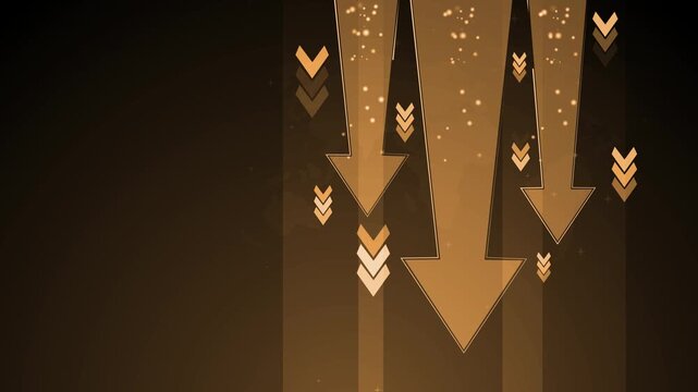 Abstract background with large downward arrows and small chevrons, showing decline falling trend or decrease animation