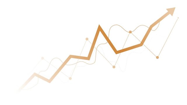 Glowing upward line graph with an arrow growth progress and financial success animation