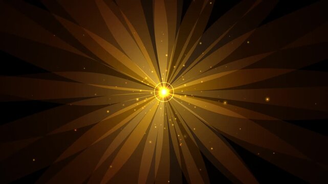Golden radial light rays bursting from bright center on black backgrou