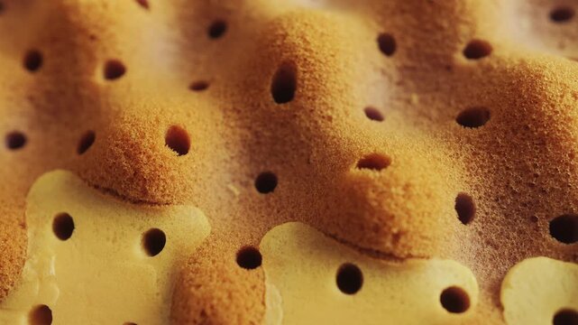 Close up of layered smart pillow with bubble textured surface, showcasing innovative design, softness and comfort. High quality 4k footage