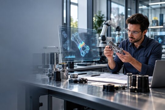 Engineer Examining 3D Printed Prototype In Design Lab