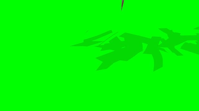 A 3D greenscreen animation of a stylized Singapore Singapore Dollar money stack completely breaking apart into flying banknotes. The SGD notes rise through the air before falling like money rain, coll