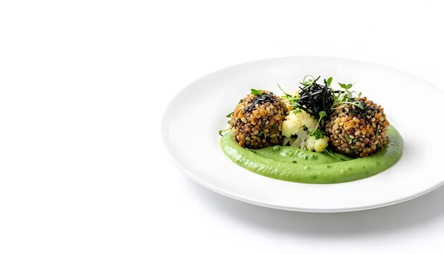 Kaniwa gourmet nori vegetable croquettes premium commercial food photography