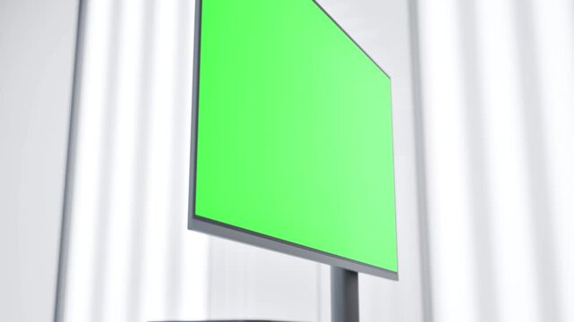 PC Computer with Green Screen Monitor Mockup in Modern Lab Workspace