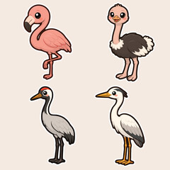 Fototapeta premium Cute Exotic Bird Sticker Set