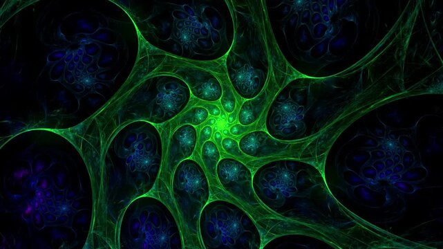 Abstract green-blue bacterial background with a morphing effect