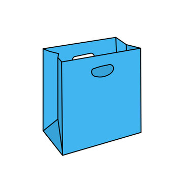 Blue paper shopping bag vector illustration