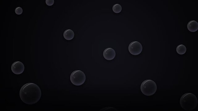 Subtle translucent water spheres float gently across the dark cosmic expanse creating an ethereal atmosphere filled with glowing circular entities resembling microscopic life forms or distant