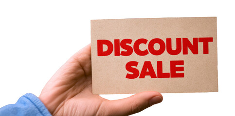 Hand holding discount sale sign. Business sale offer shopping. Generative AI technology. © Hero Design