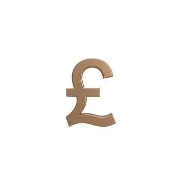 Bronze British pound currency symbol isolated