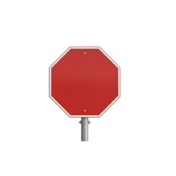 Blank red stop sign on transparent background