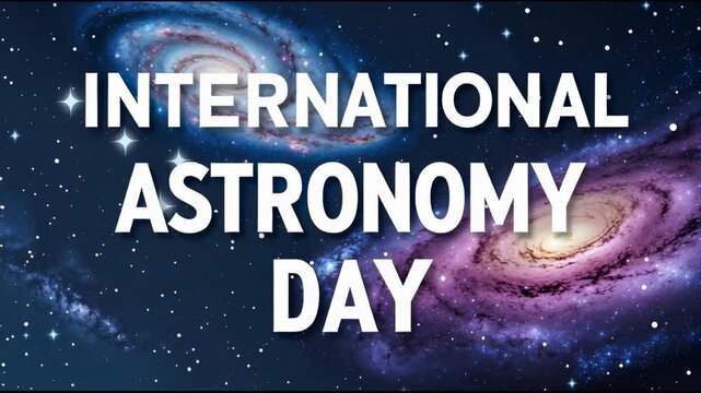 Banner poster postcard international astronomy day exploration space galaxy and planet AI Generative