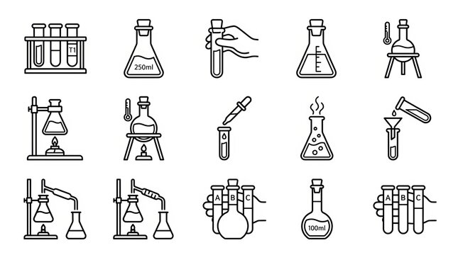 Illustrated Laboratory Equipment and Scientific Tools Collection.