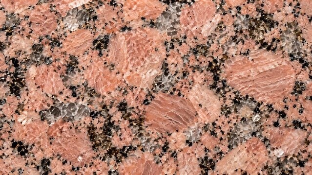Premium Interior Stone Material Polished Pink Granite Surface Texture with Feldspar Crystals and Mica