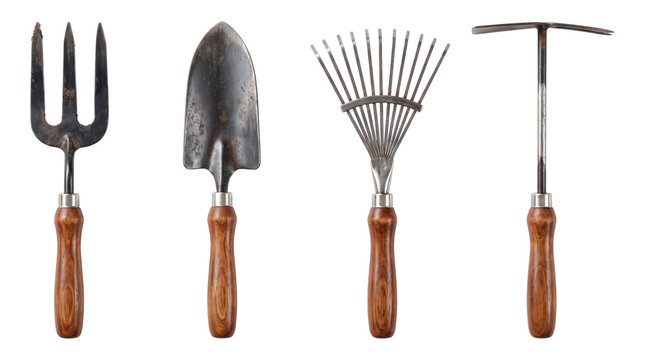Set of garden tools isolated isolated on transparent background