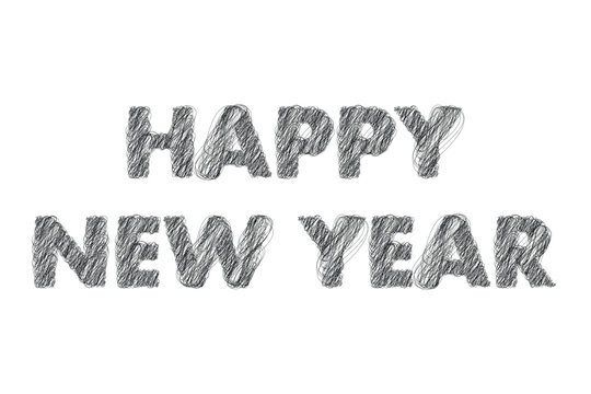 Happy New Year Red Hand Drawn Textured Typography Design