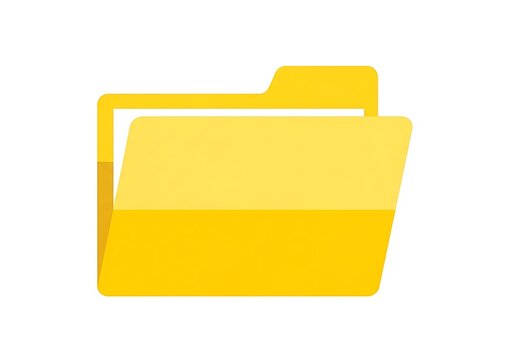 Bright yellow digital file folder icon for computer interface and desktop organization