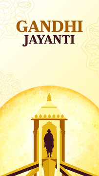 Gandhi Jayanti Yellow Illustrative Greeting Poster Story