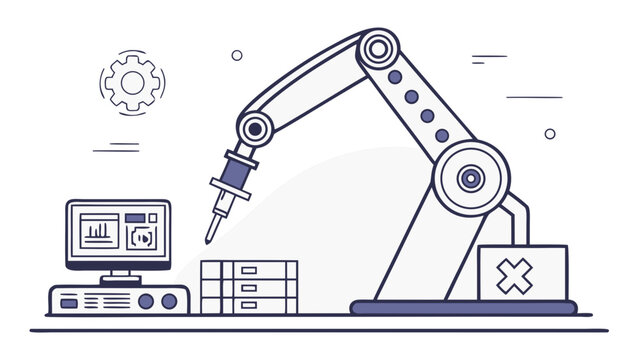 Robotic surgery and automated medical equipment concept with mechanical arm, vector illustration