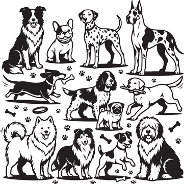 set of dogs vector