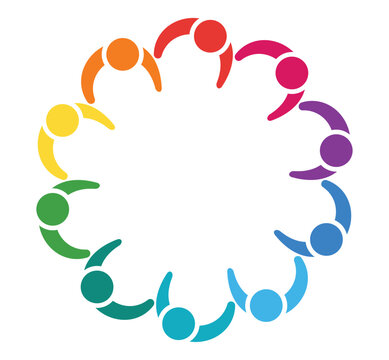 Colorful Circle of Diverse Abstract People Representing Unity and Togetherness