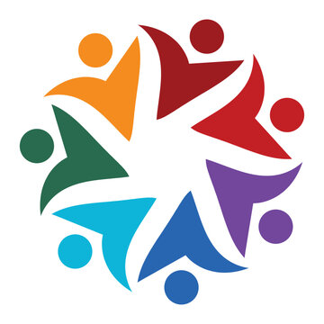 Colorful Silhouettes of People Engaging in Unity and Collaboration Concept