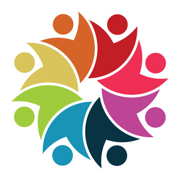 Colorful abstract teamwork design representing unity and collaboration