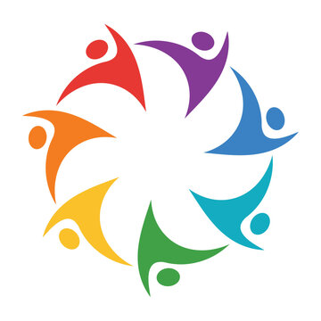 Colorful Circle of Joyful People Representing Diversity and Community Unity