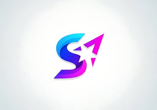 Modern letter s logo design with a star shape in blue and purple gradient colors