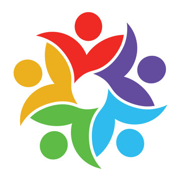 Colorful Abstract Human Figures Representing Diversity and Community Spirit