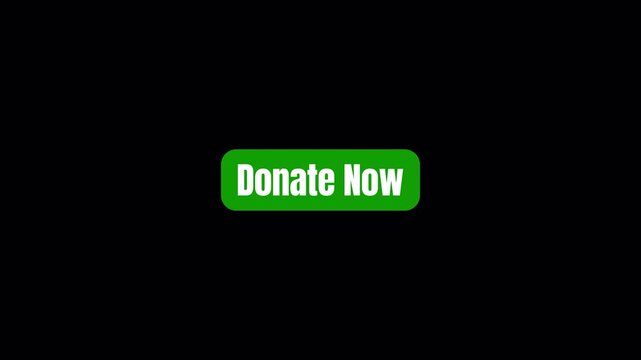 Donate Now Button Animation with Light Blue and Green Colors, Digital Interface Text for Online Donation and Charity Website UI, 4K Motion Graphic