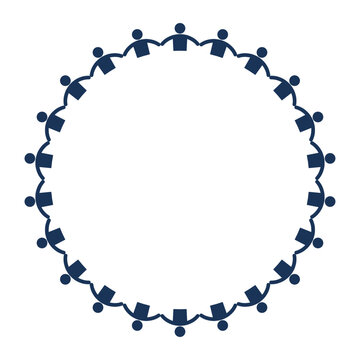 Community Connection Circle with Simple Human Figures Holding Hands